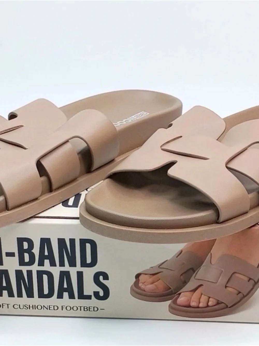 32 Degrees Cool Women’s H-Band Sandals Tan Cushioned Slide Sandals size 6 M